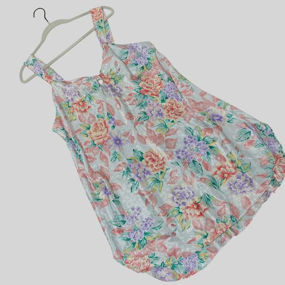 Vintage 90s Women's Satin Floral Nightie Dress 2XL - Picture 2 of 8